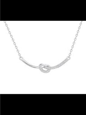 Dainty Sterling Silver Heart Knot Necklace 925 stamped #482
